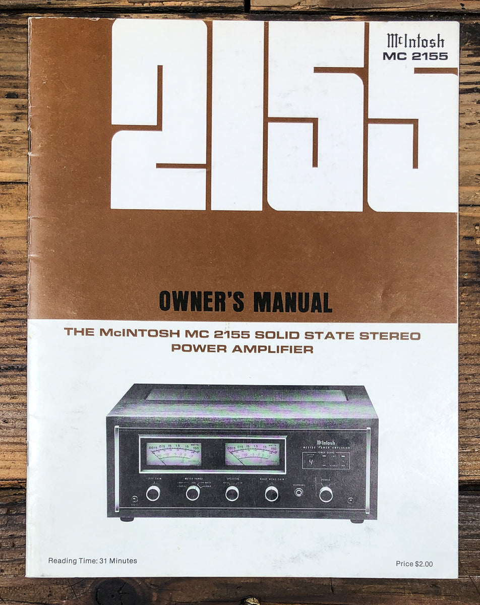 McIntosh MC-2155 MC2155 Amplifier Owners / User Manual *Original*