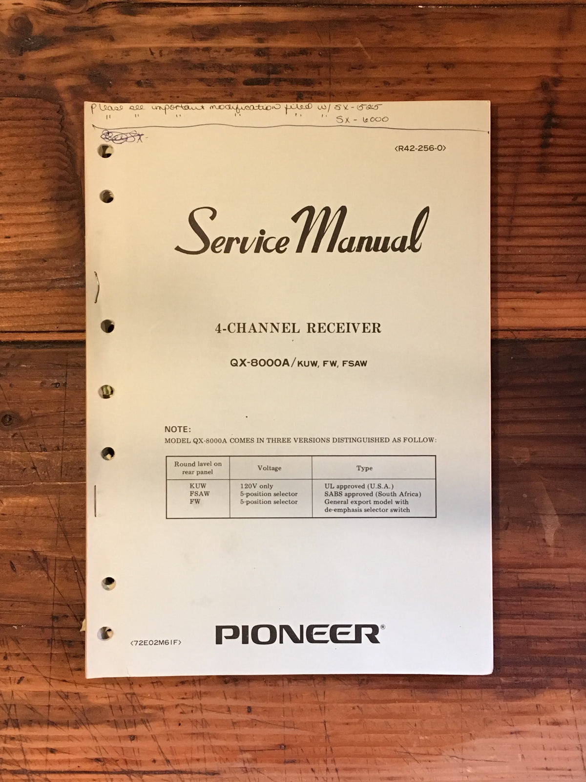 Pioneer QX-8000A Receiver Service Manual *Original*