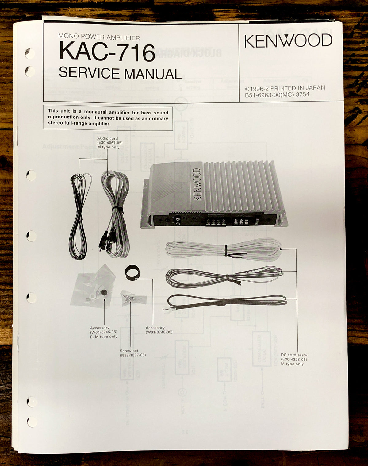 Kenwood KAC-716 Amplifier Service Manual *Original*