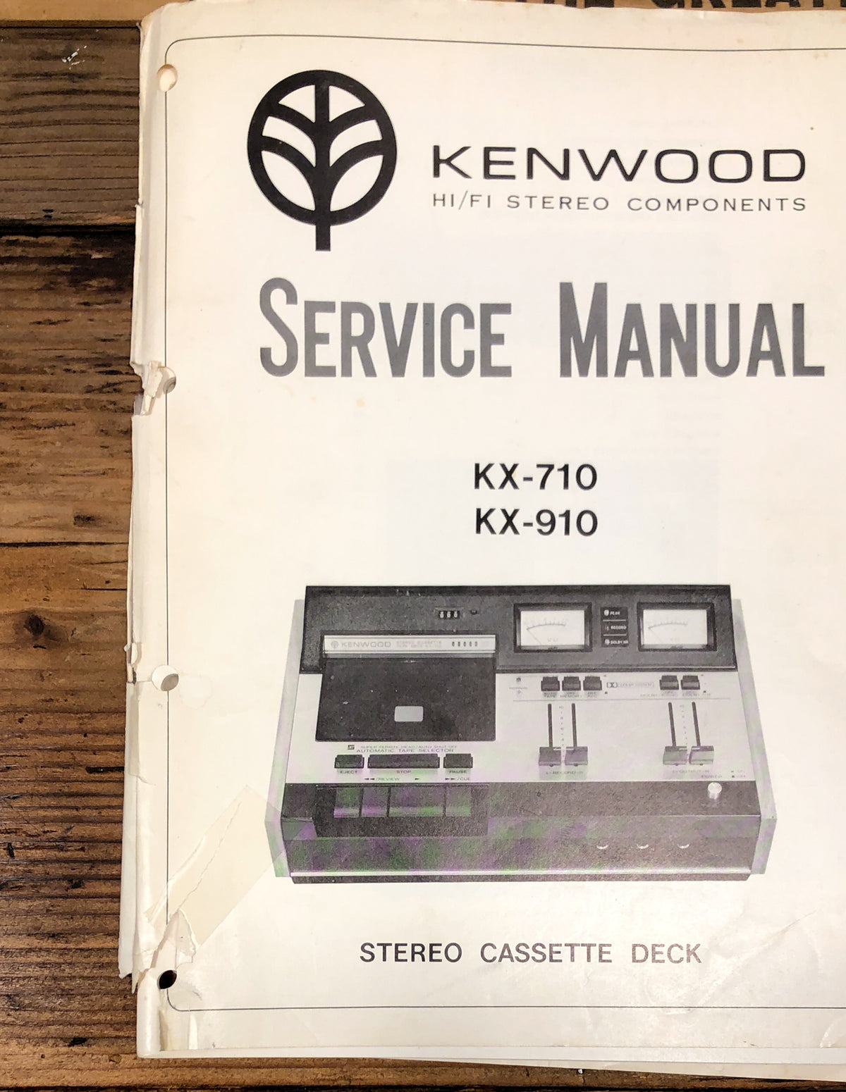 Kenwood KX-710 KX-910 Cassette Service Manual *Original*