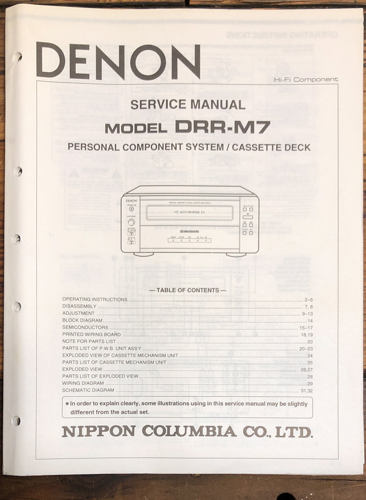 Denon DRR-M7 Cassette Service Manual *Original*