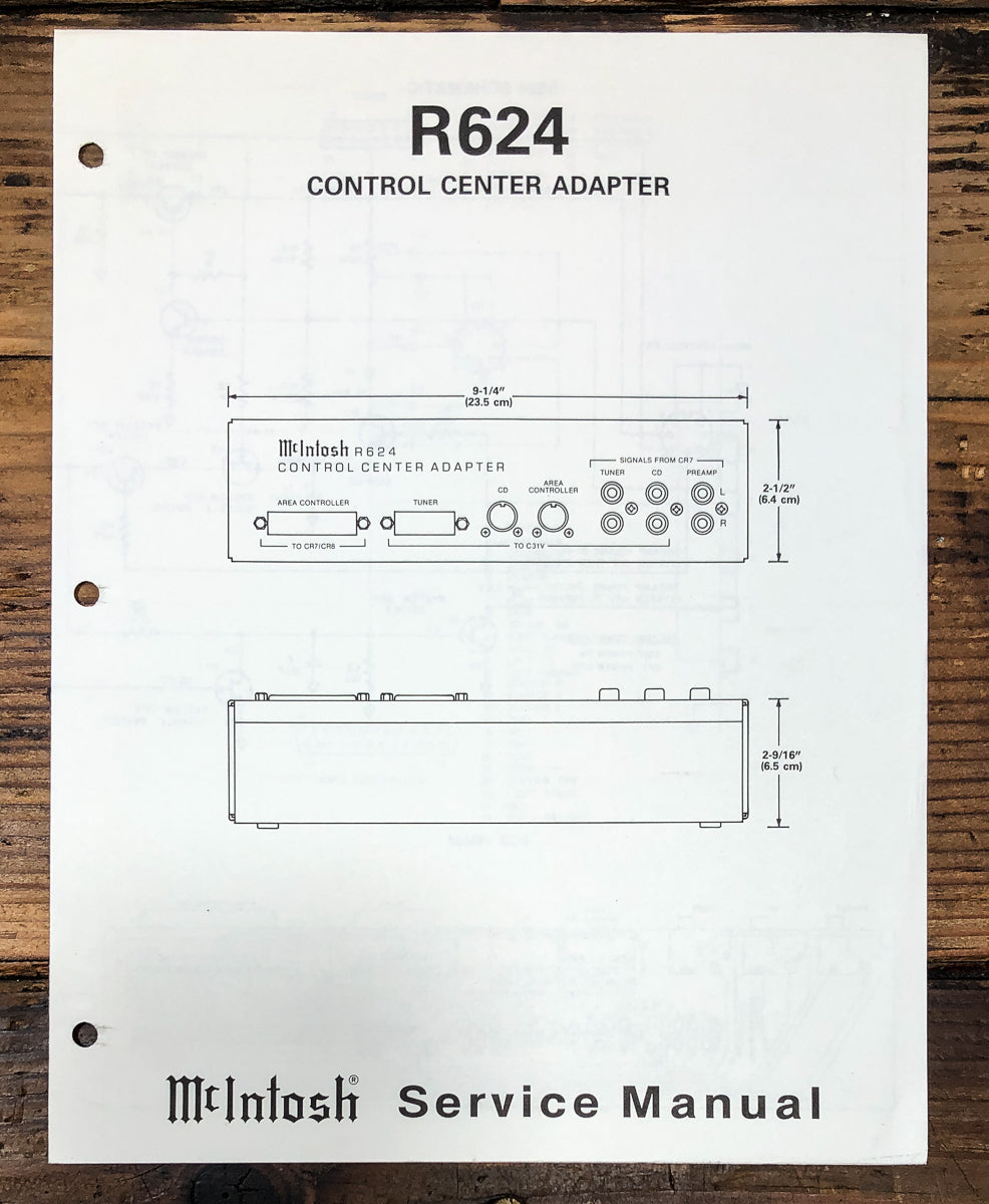 McIntosh R-624 R624 Control Center Adapter Service Manual *Original*