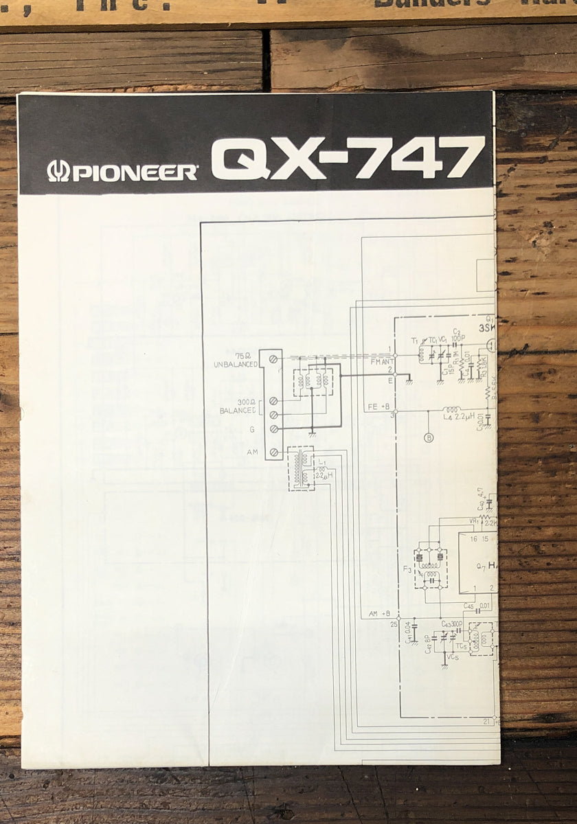 Pioneer QX-747 Amplifier Fold Out Schematic *Original*