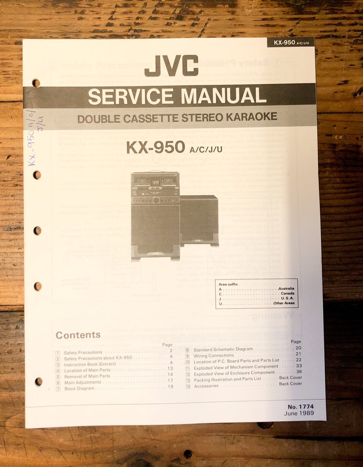 JVC KX-950 Karaoke Service Manual *Original*