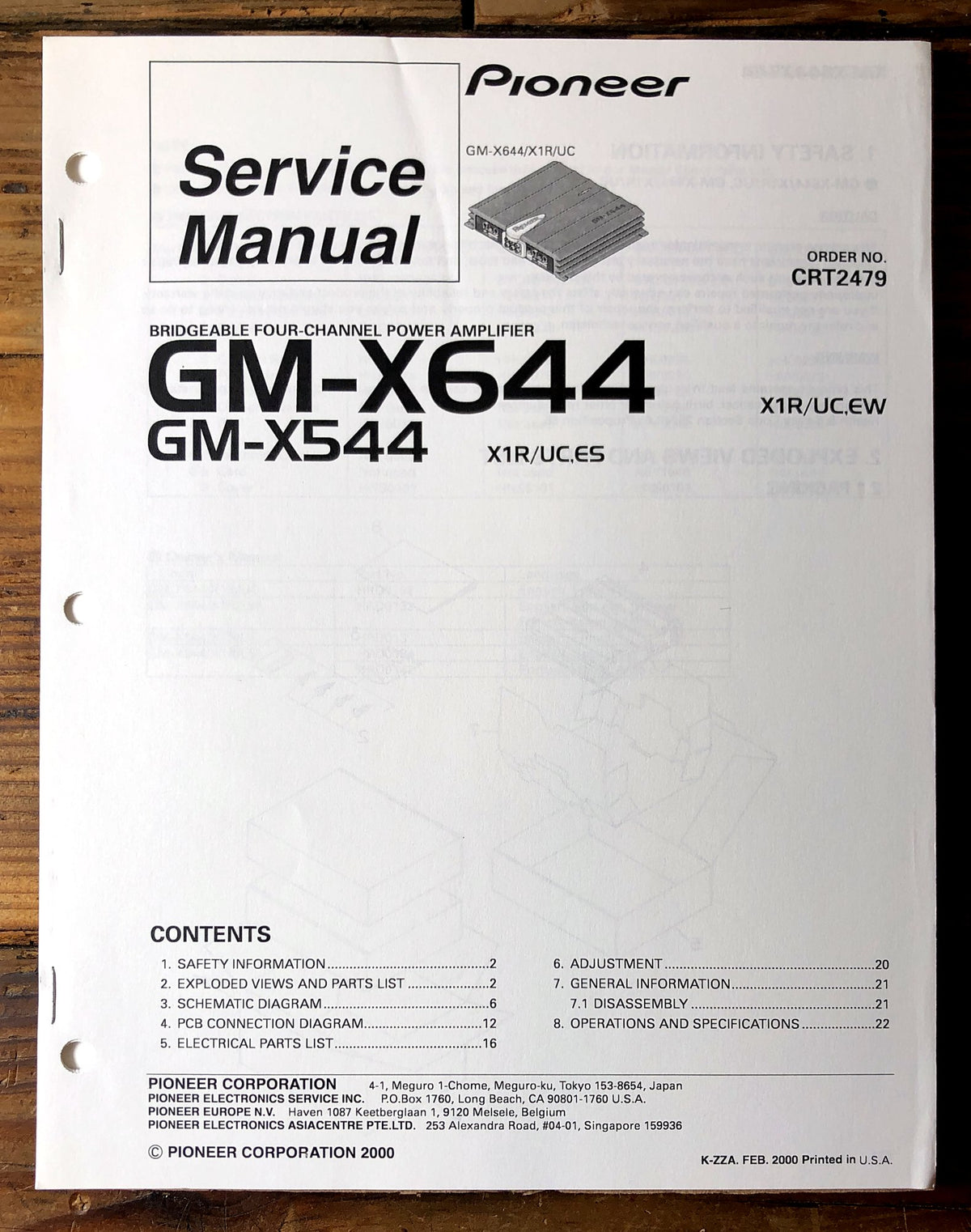 Pioneer GM-X644 GM-X544 4-Channel Power Amplifier Service Manual *Original*