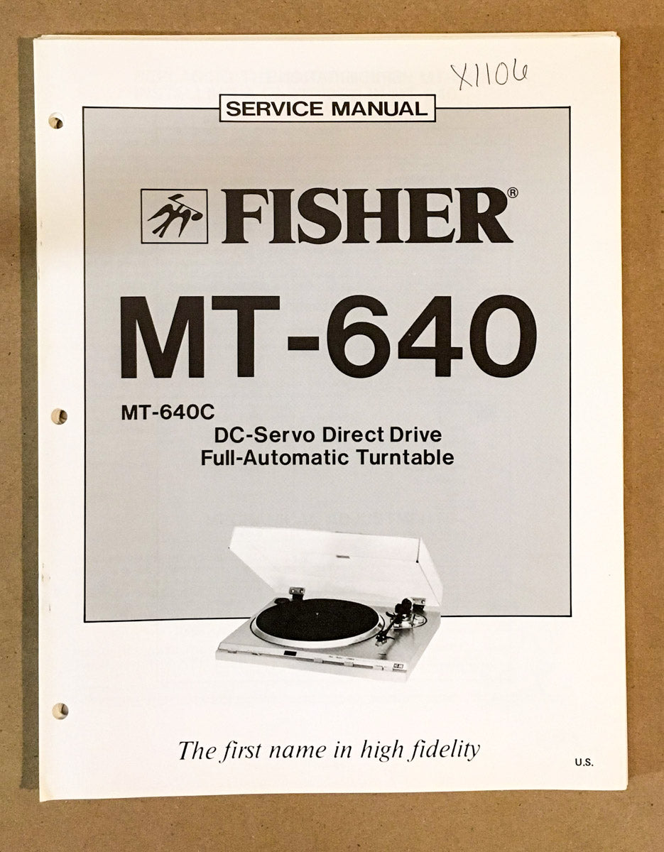 Fisher MT-640 Record Player / Turntable Service Manual *Original*