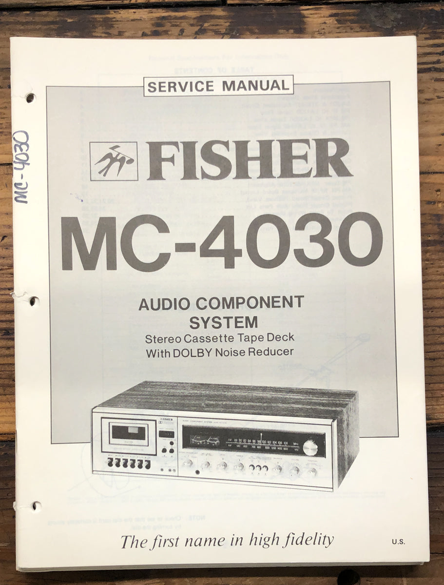 Fisher MC-4030 Stereo Service Manual *Original*