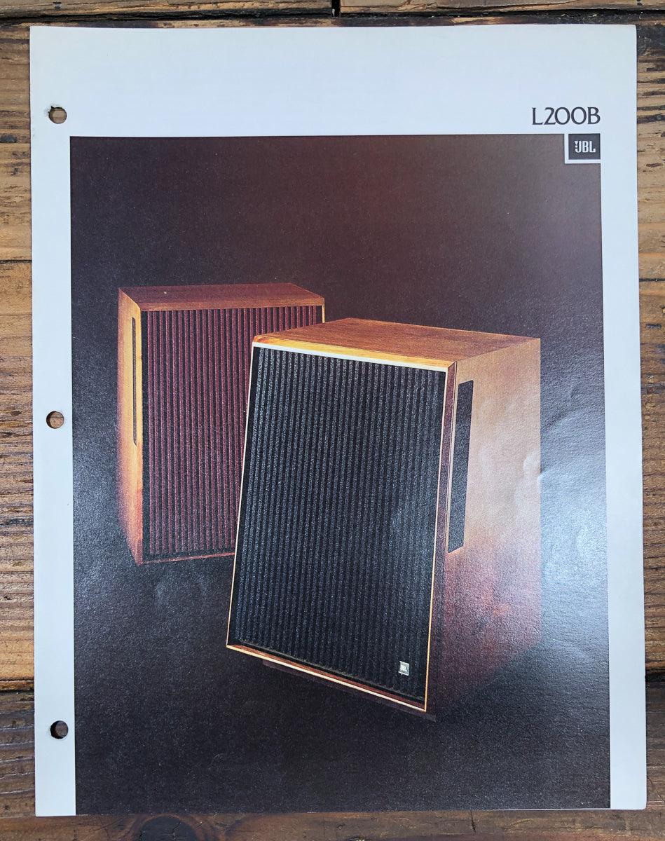 JBL Model L200B Speaker Dealer Brochure *Original*