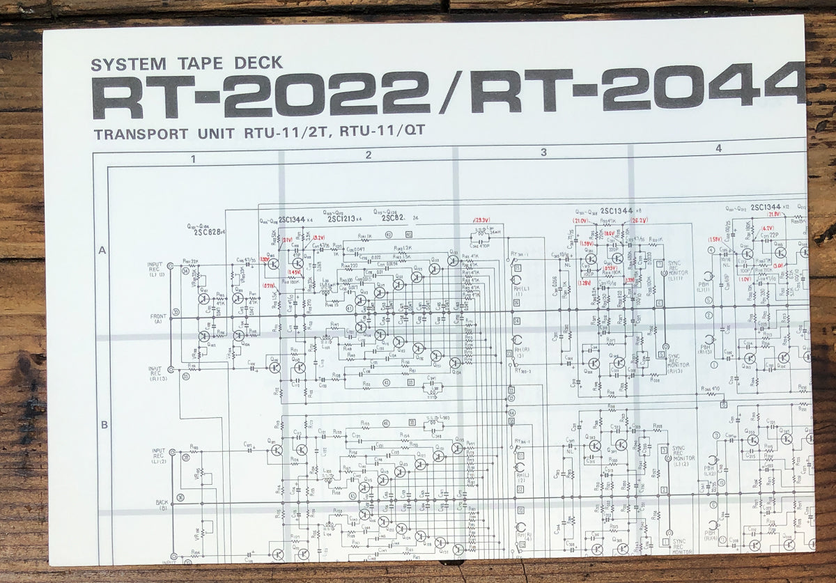 Pioneer RT-2022 RT-2044 Reel to Reel Fold Out Schematic *Original*