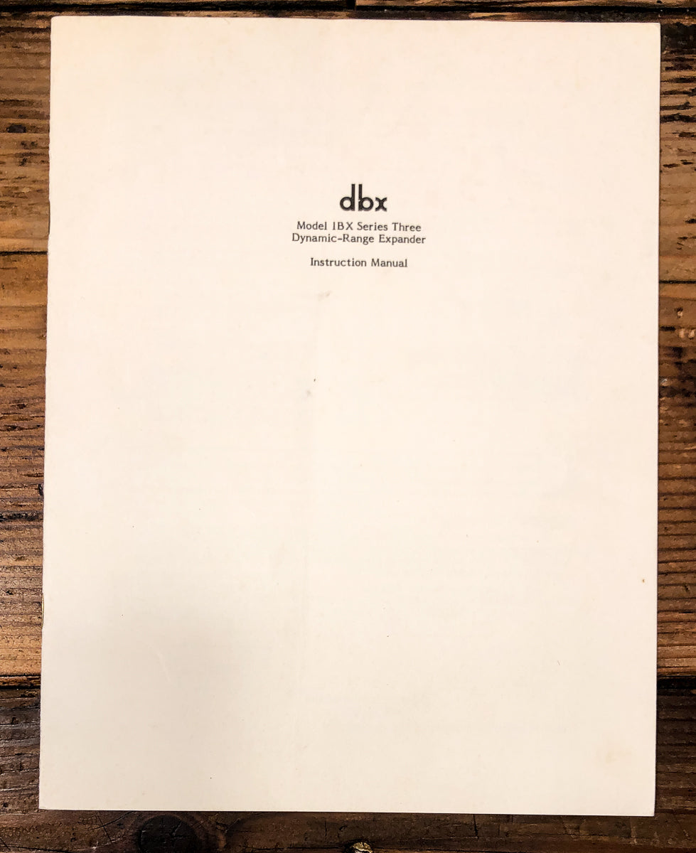 DBX Model 1BX Series III / 3 Range Expander Owners / User Manual *Original*