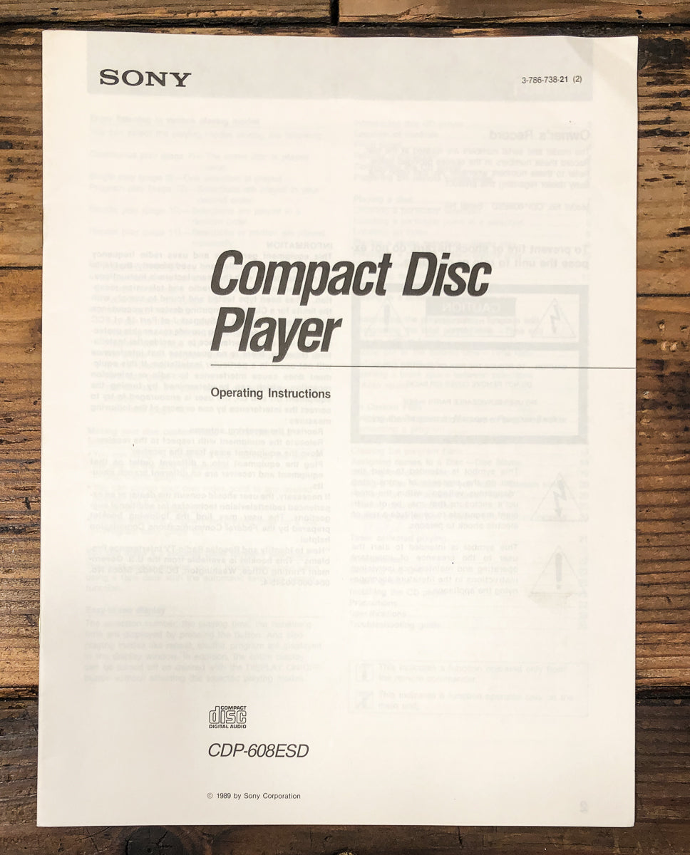 Sony CDP-608ESD CD Player Owners / User Manual *Original*