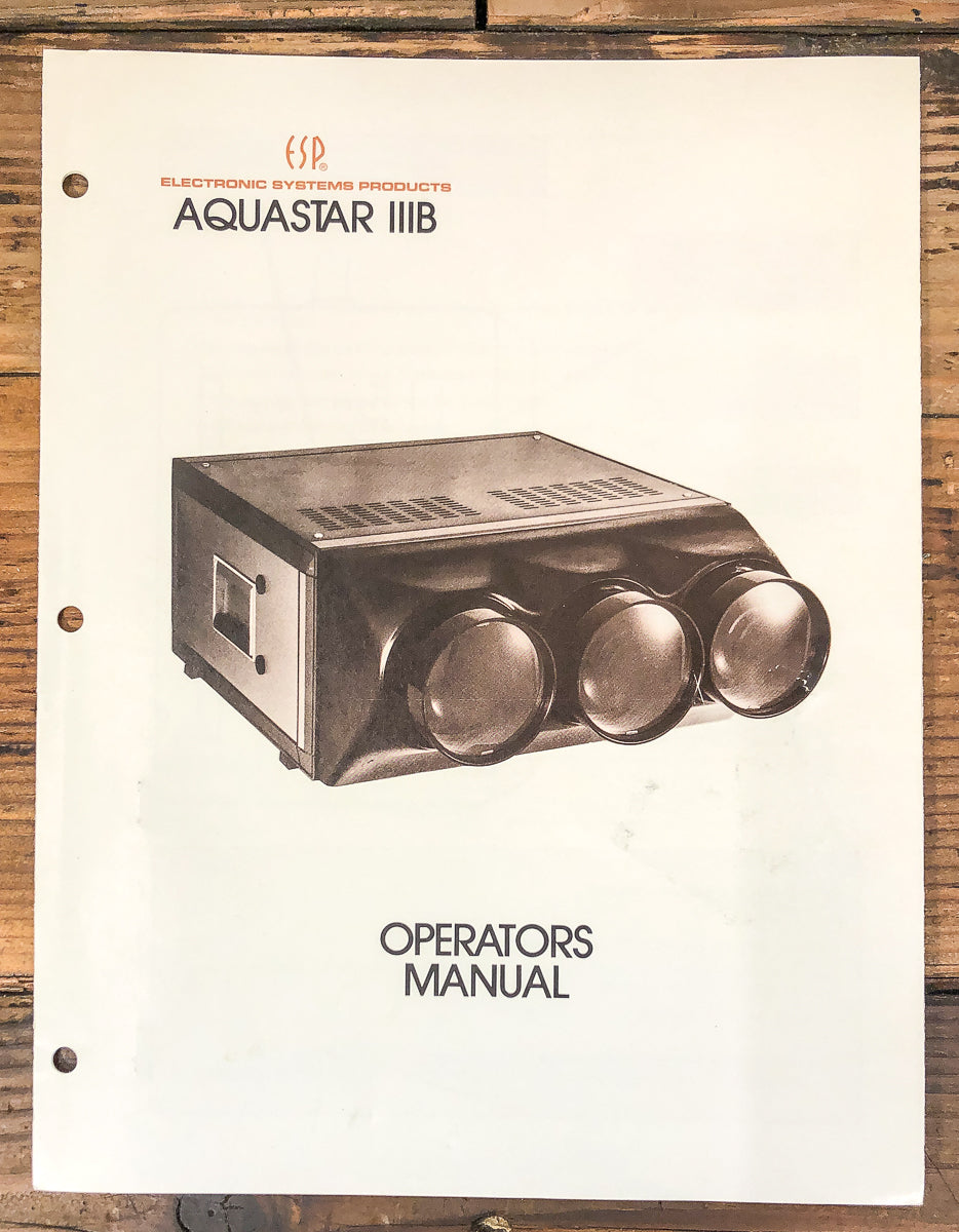 ESP Aquastar 3B IIIB Projector Owners / User Manual *Original*