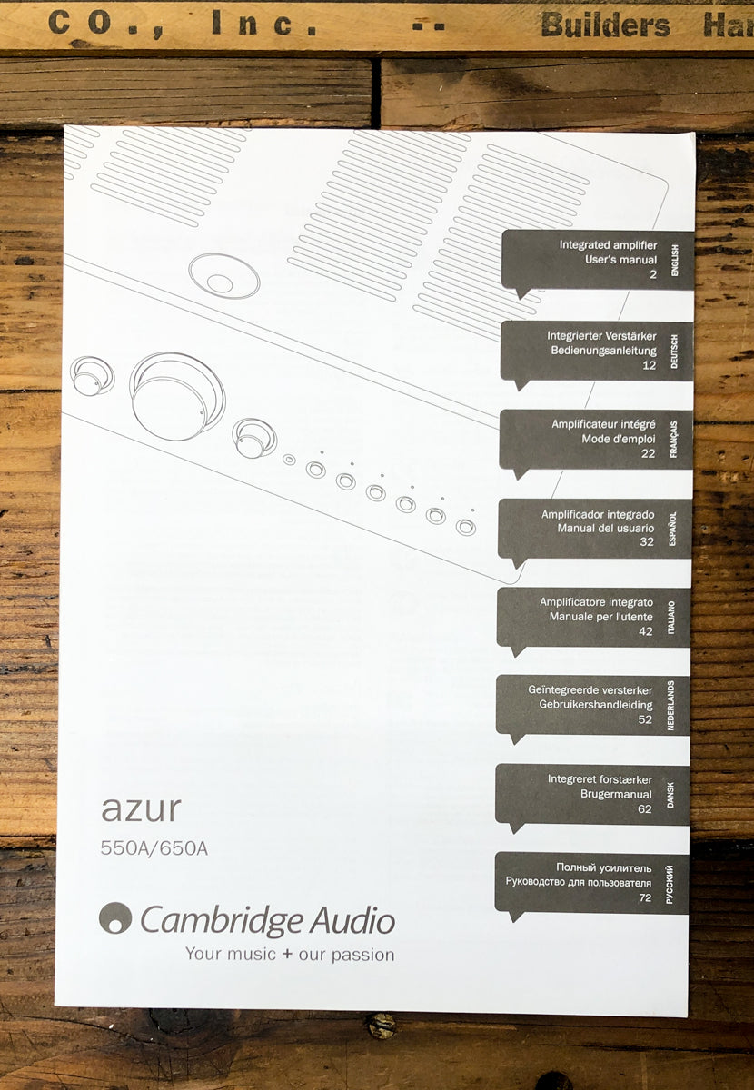 Cambridge Audio AZUR 550A 650A Amplifier Owner / User Manual *Original*