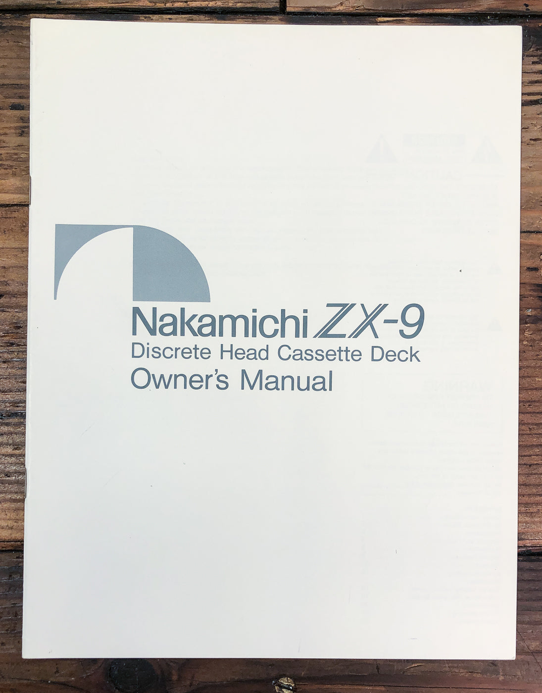 Nakamichi ZX-9 Cassette Owners / User Manual *Original*