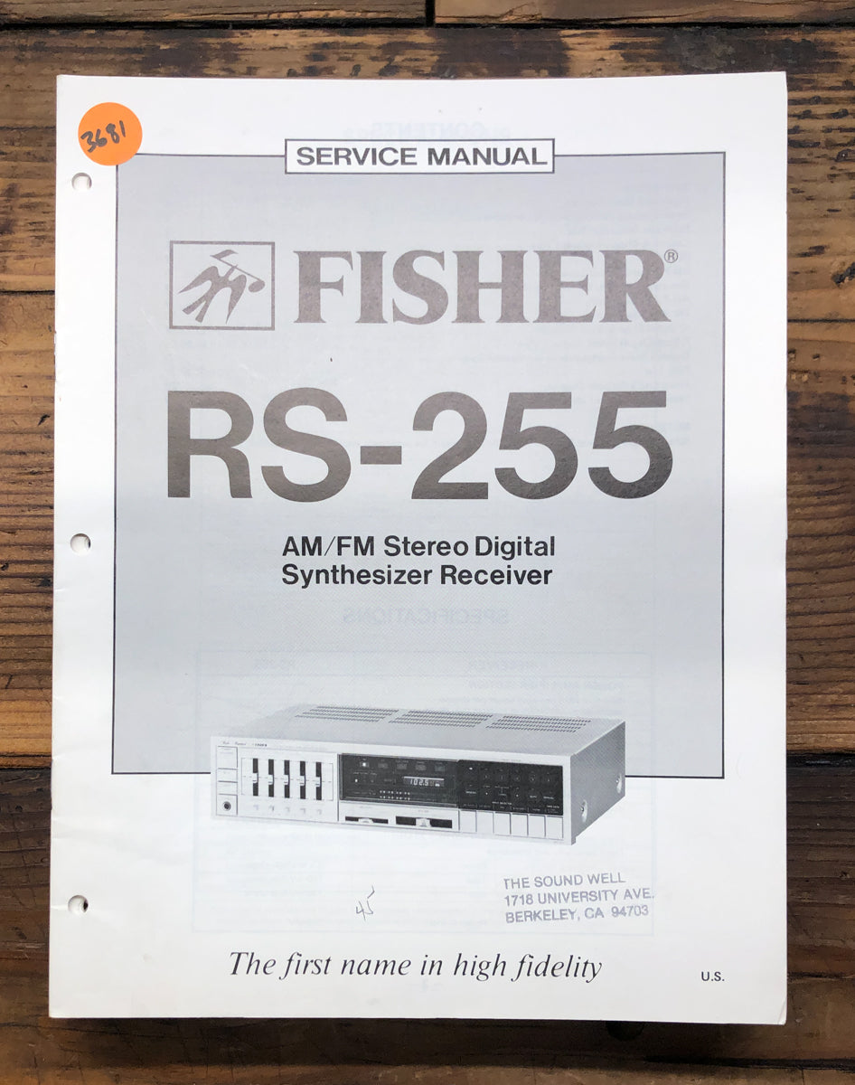Fisher RS-255 Receiver Service Manual *Original*