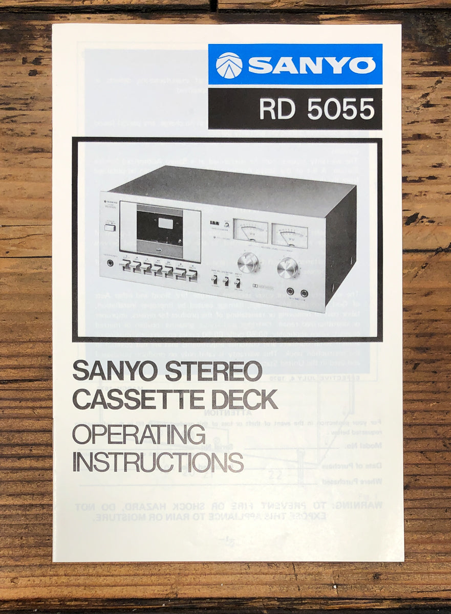 Sanyo RD 5055 Cassette Owners / User Manual *Original*