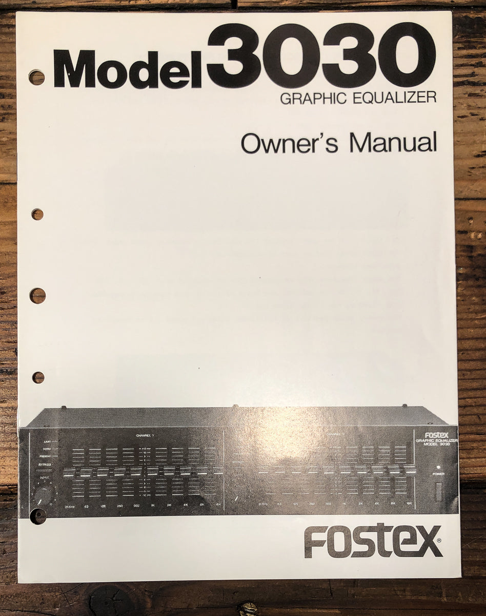 Fostex Model 3030 Graphic Equalizer Owners / User Manual *Original*