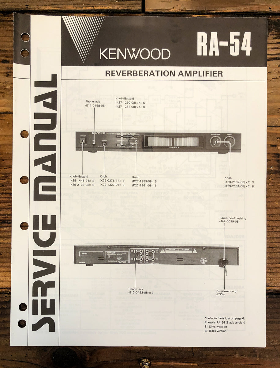 Kenwood RA-54 Reverb Amplifier Service Manual *Original*