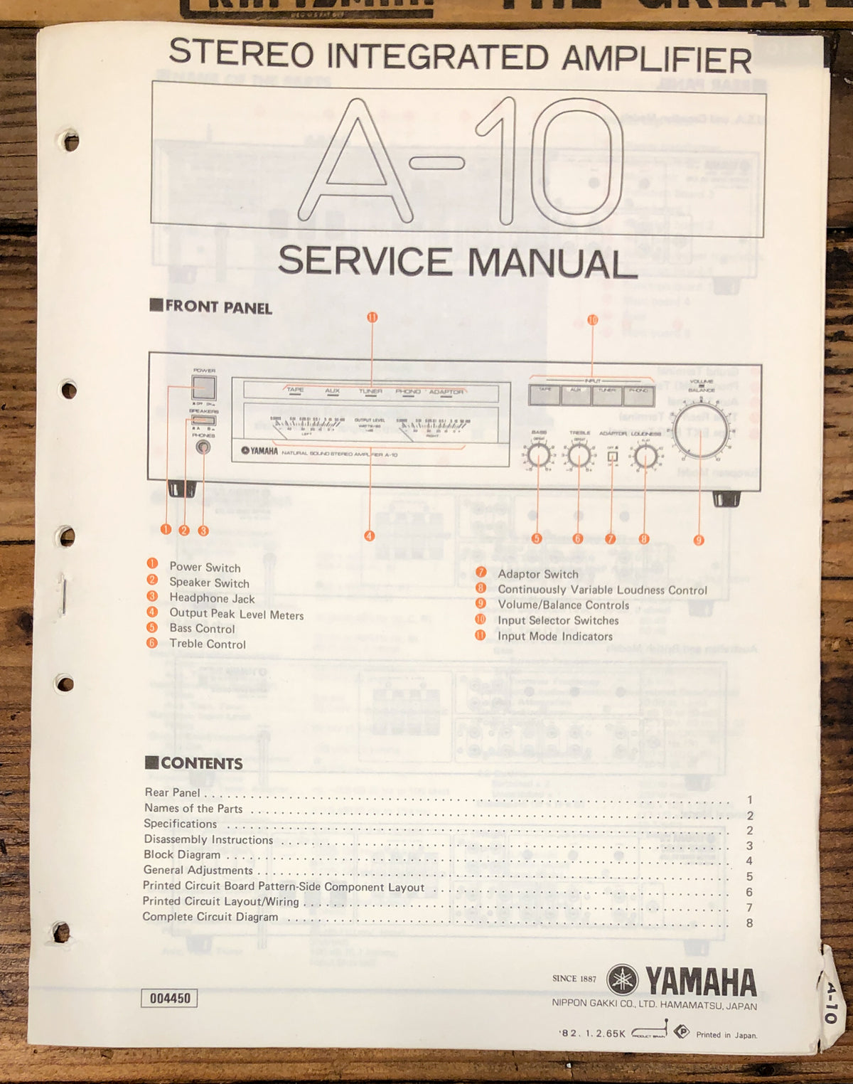 Yamaha A-10 Amplifier Service Manual *Original*
