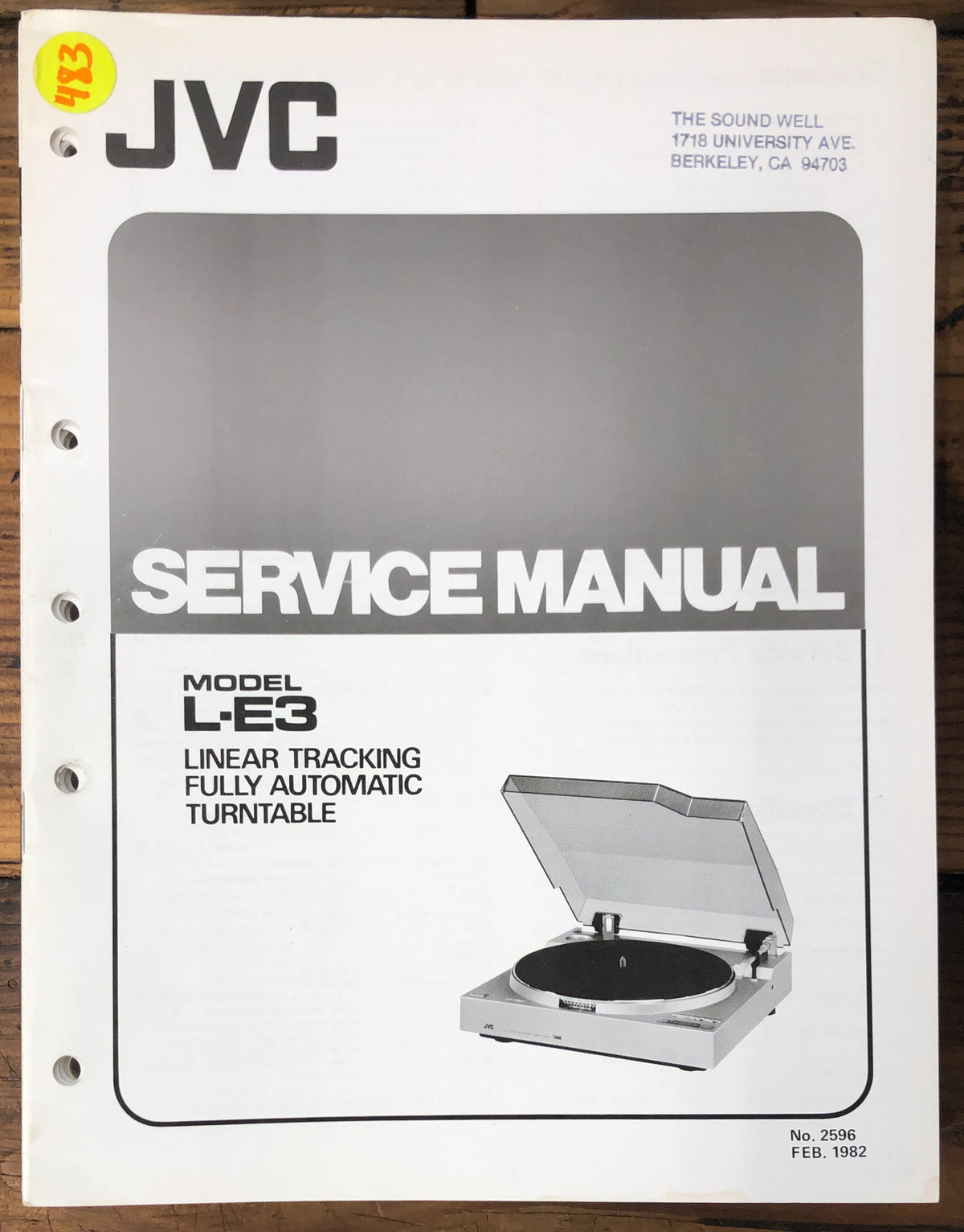 JVC L-E3 Record Player / Turntable Service Manual *Original*
