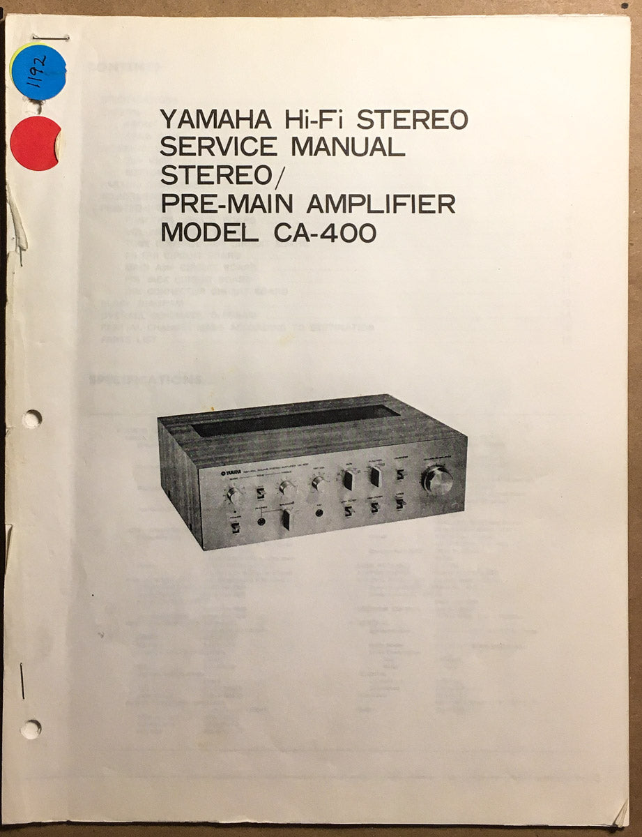 Yamaha CA-400 Preamp / Preamplifier Service Manual *Original*