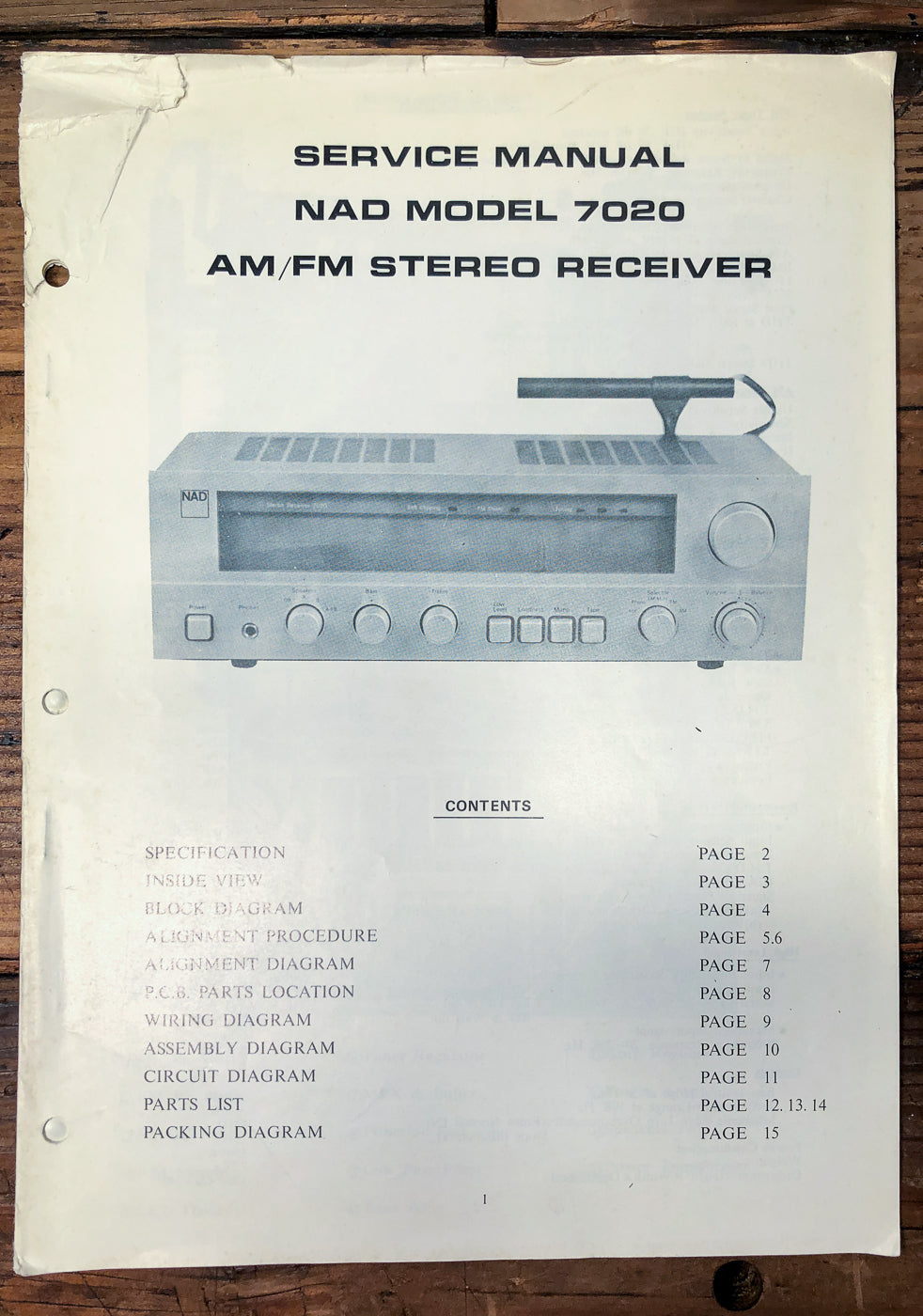 NAD Model 7020 Receiver Service Manual *Original*