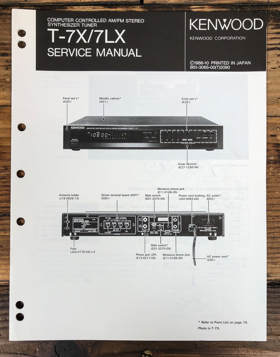 Kenwood T-7X T-7LX Tuner Service Manual *Original*