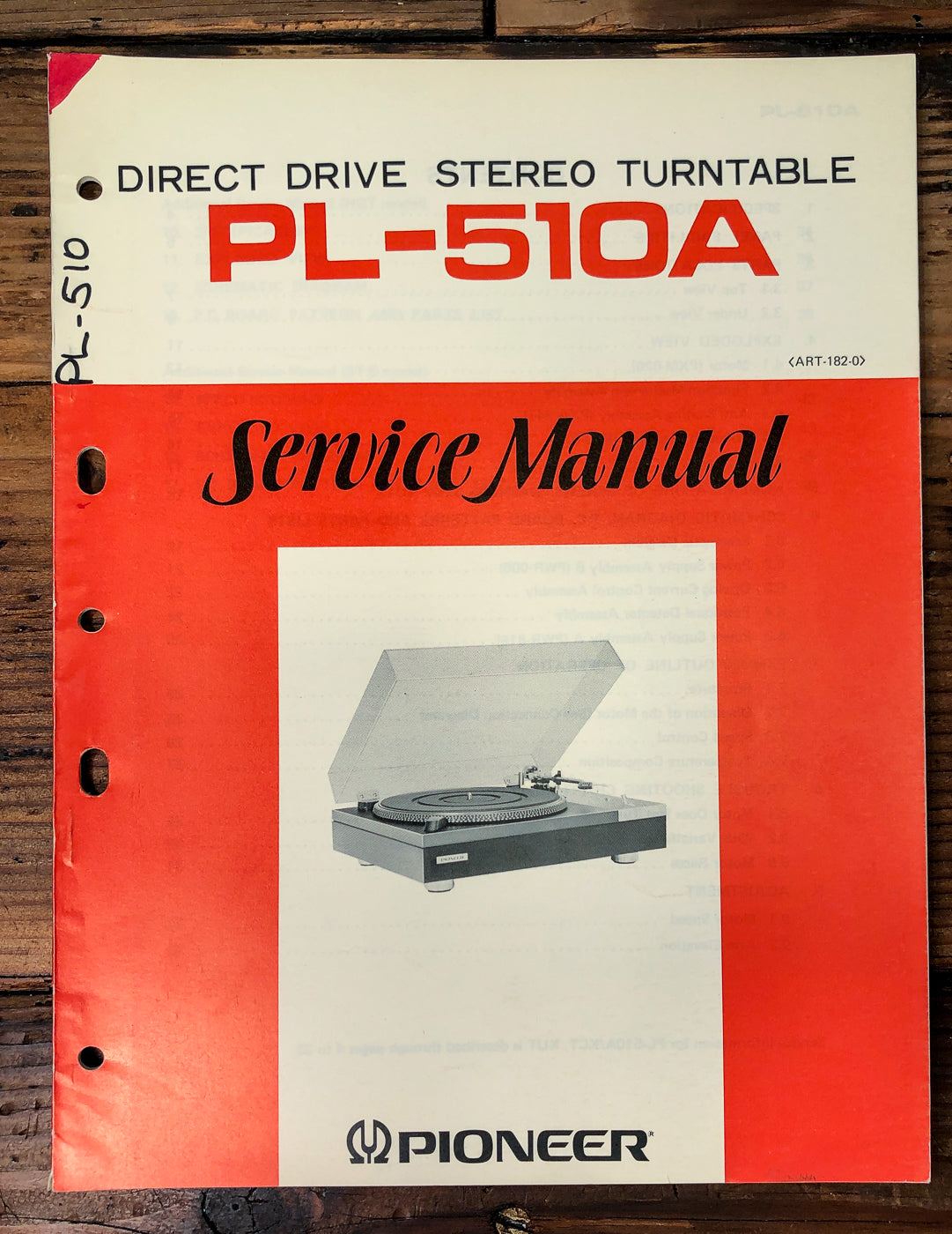 Pioneer PL-510A Turntable Service Manual *Original*