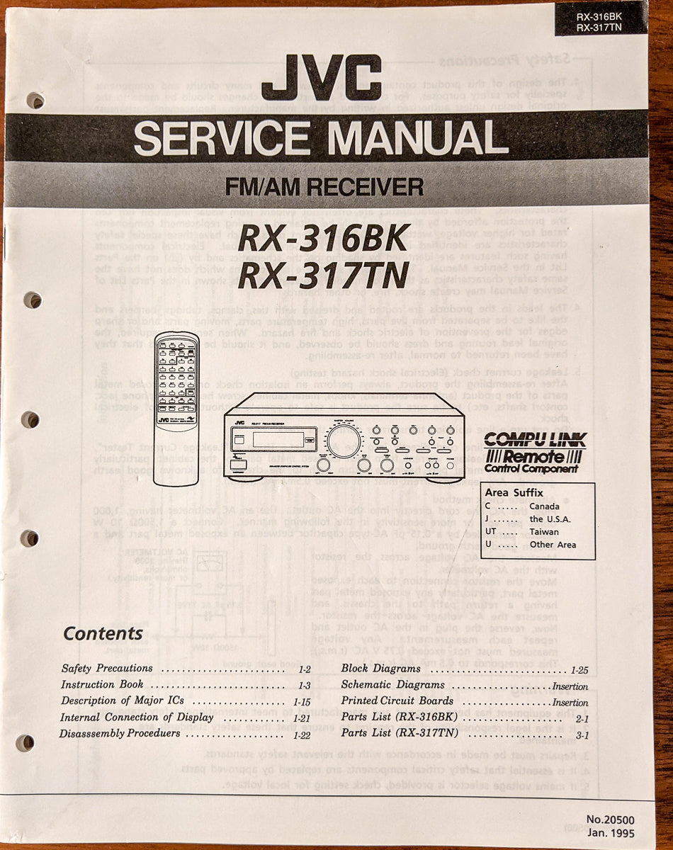 JVC R-316 BJ RX-317 TN Receiver Service Manual *Original*