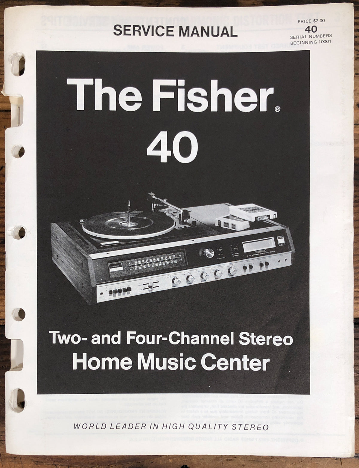 Fisher Model 40 Receiver Service Manual *Original*