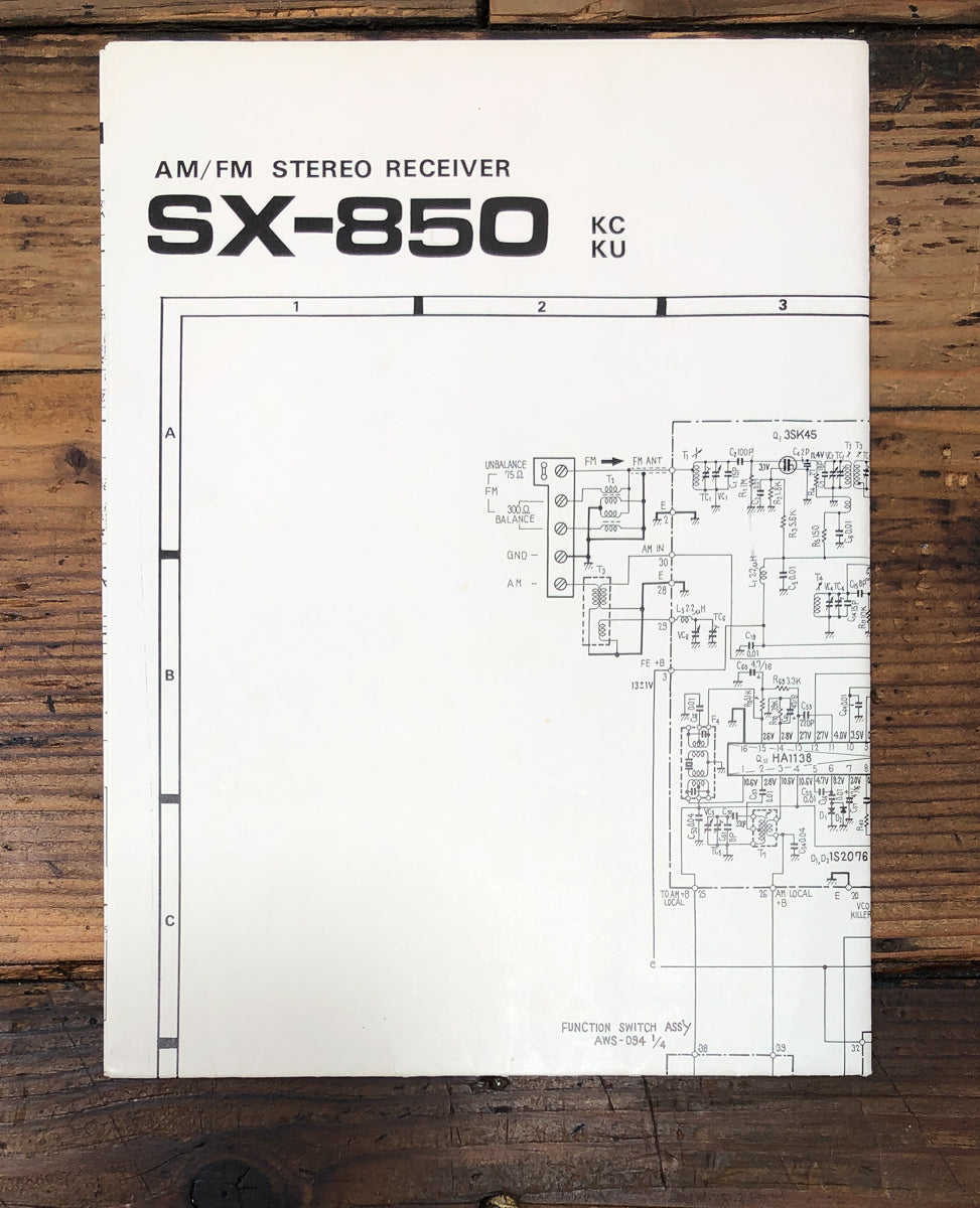 Pioneer SX-850 KC KU Receiver Fold Out Schematic *Original*