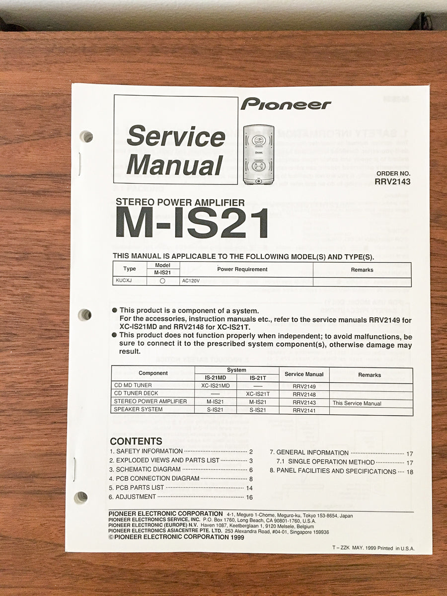 Pioneer M-IS21 Amplifier Service Manual *Original*