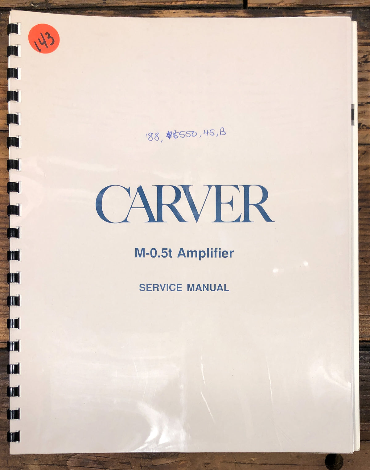 Carver M-0.5T Amplifier Service Manual *Original*