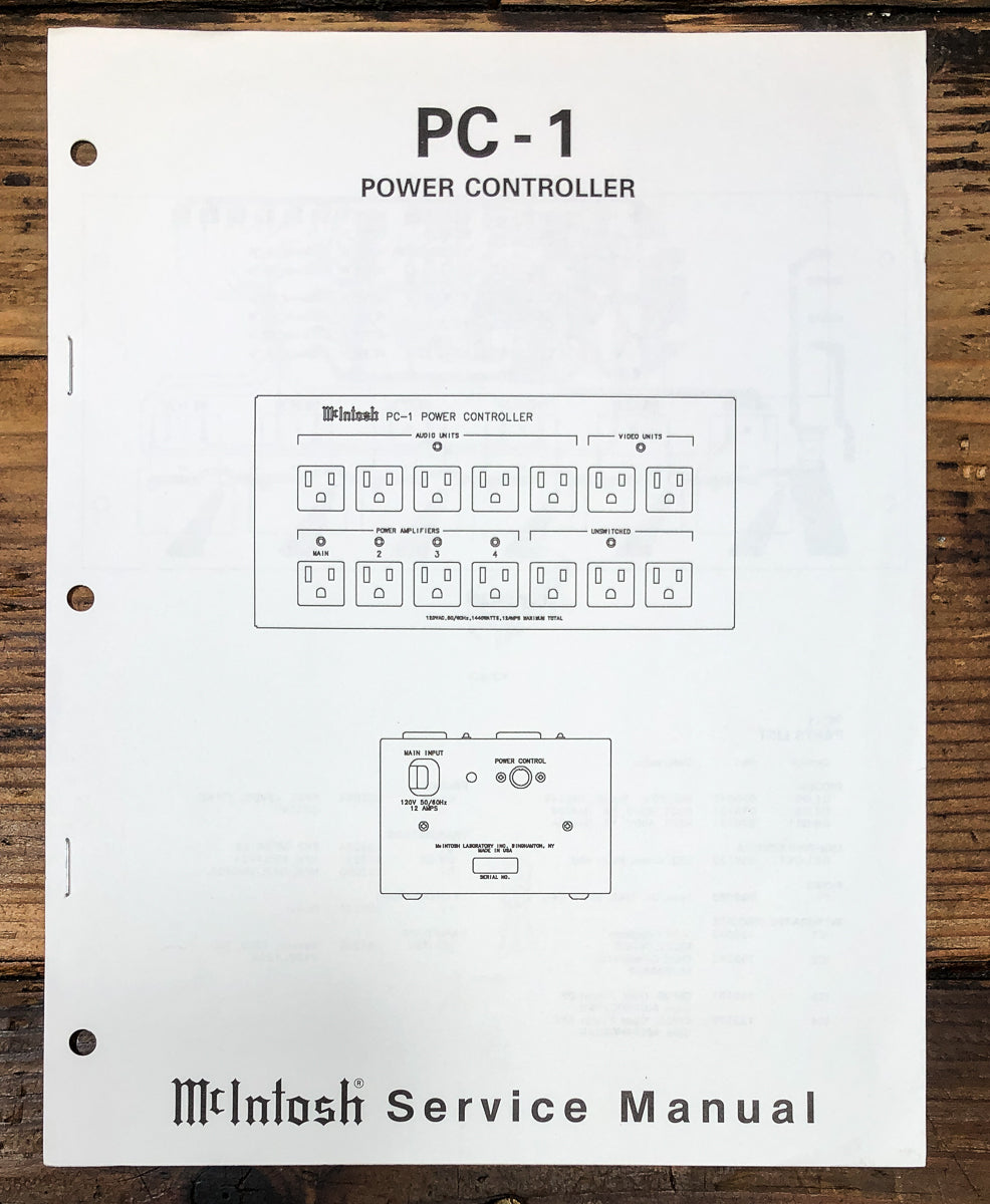 McIntosh PC-1 PC1 Power Controller Service Manual *Original*