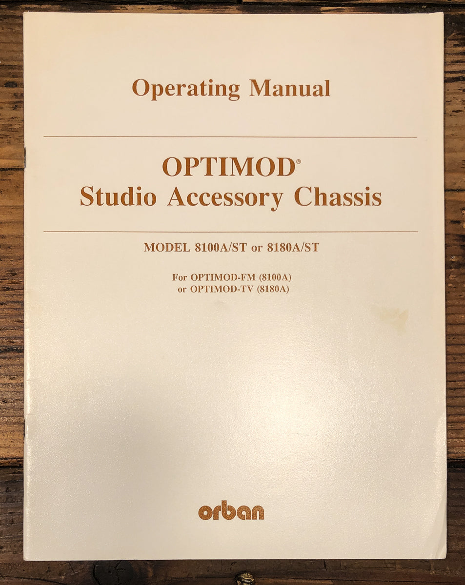 Orban Optimod 8100A 8180A Owners / User Manual *Original*