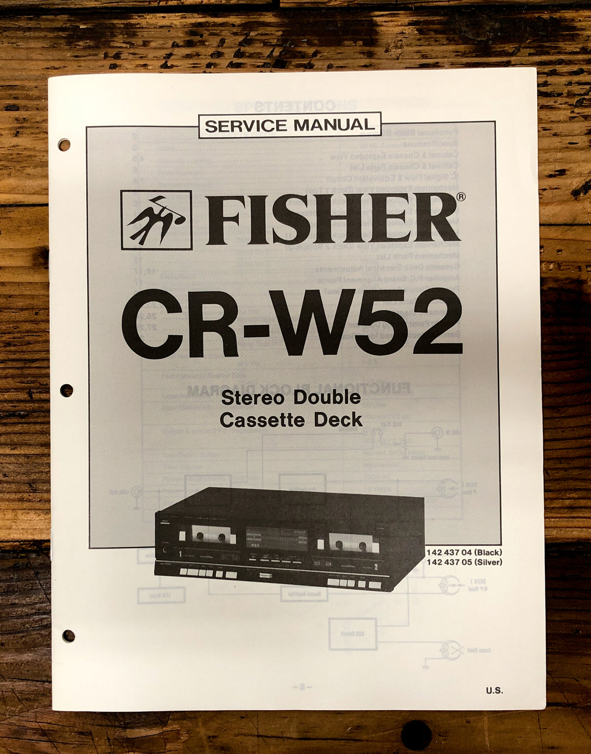 Fisher CR-W52 Cassette Deck Service Manual *Original*