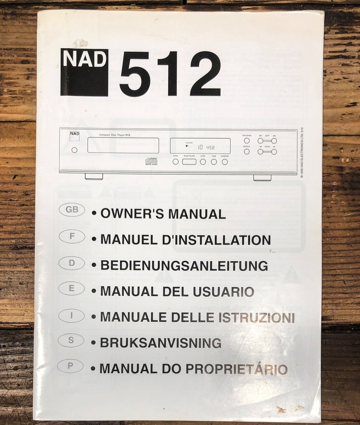 NAD Model 512 CD Player Service Manual *Original*