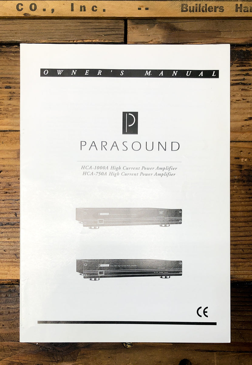 Parasound HCA-1000A HCA-750A Amplifier Owner / User Manual *Original*