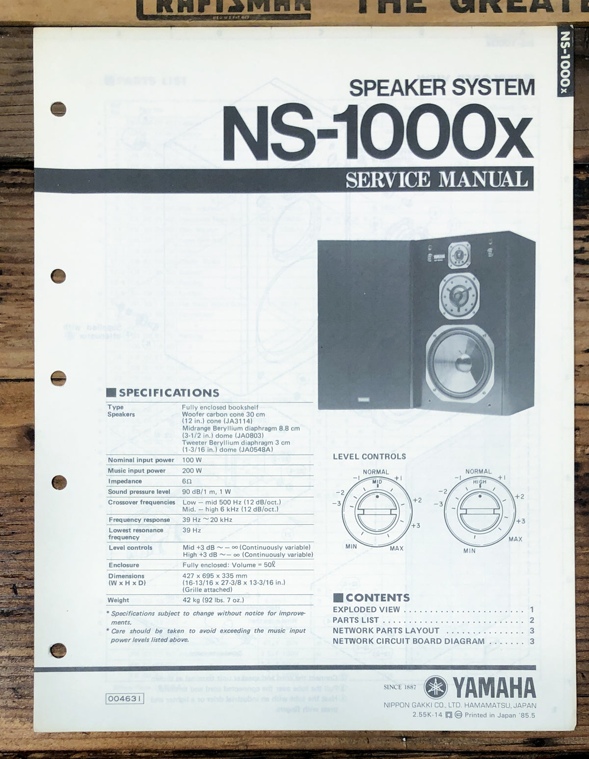 Yamaha NS-1000x Speaker Service Manual *Original*