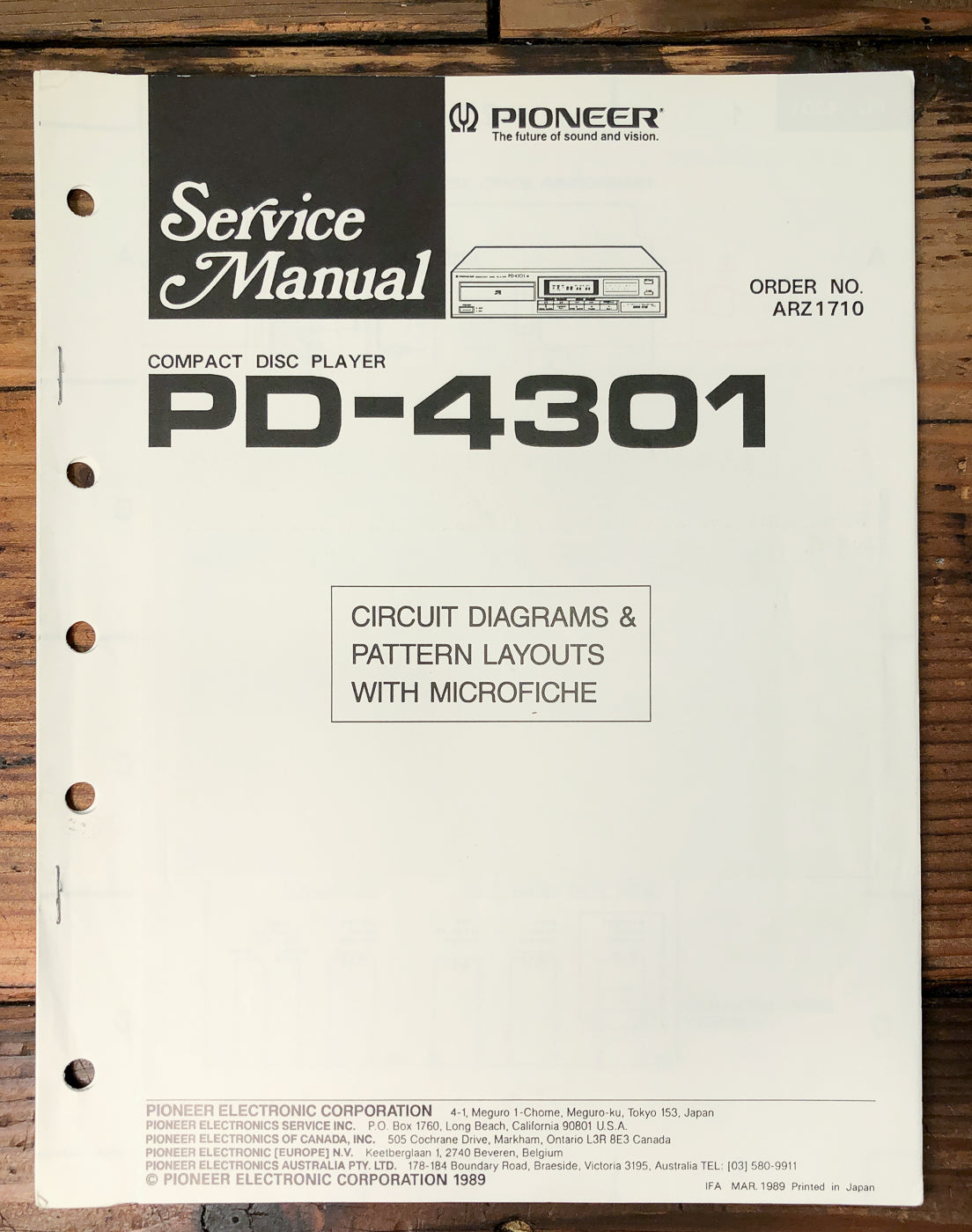 Pioneer PD-4301 CD Player Service Manual *Original*