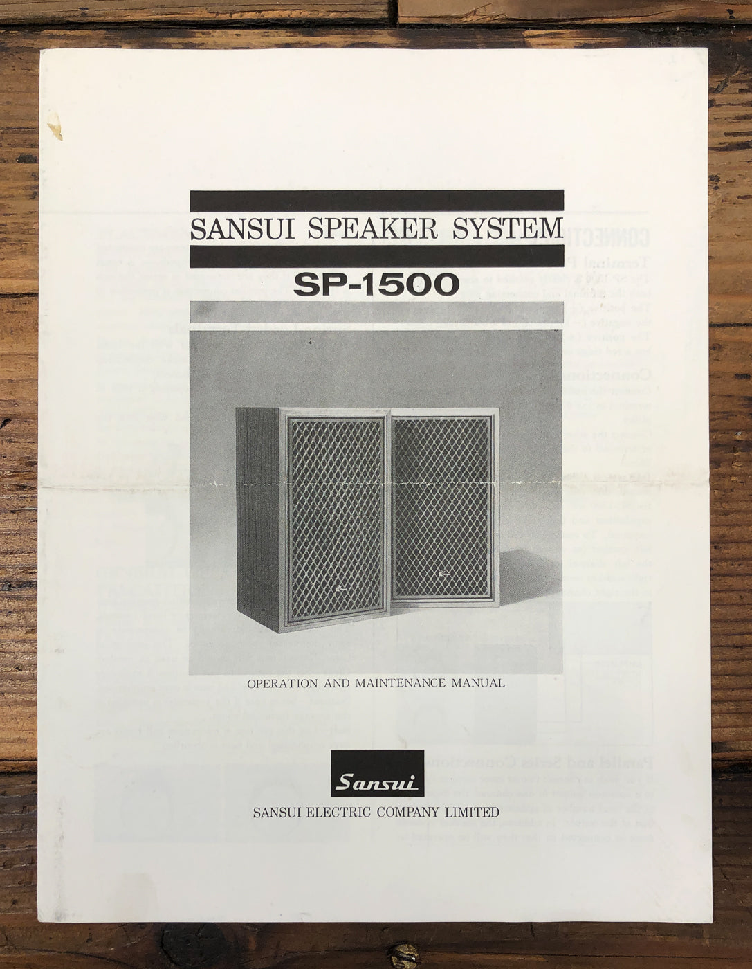Sansui SP-1500 Speaker Owners / User Manual *Original*