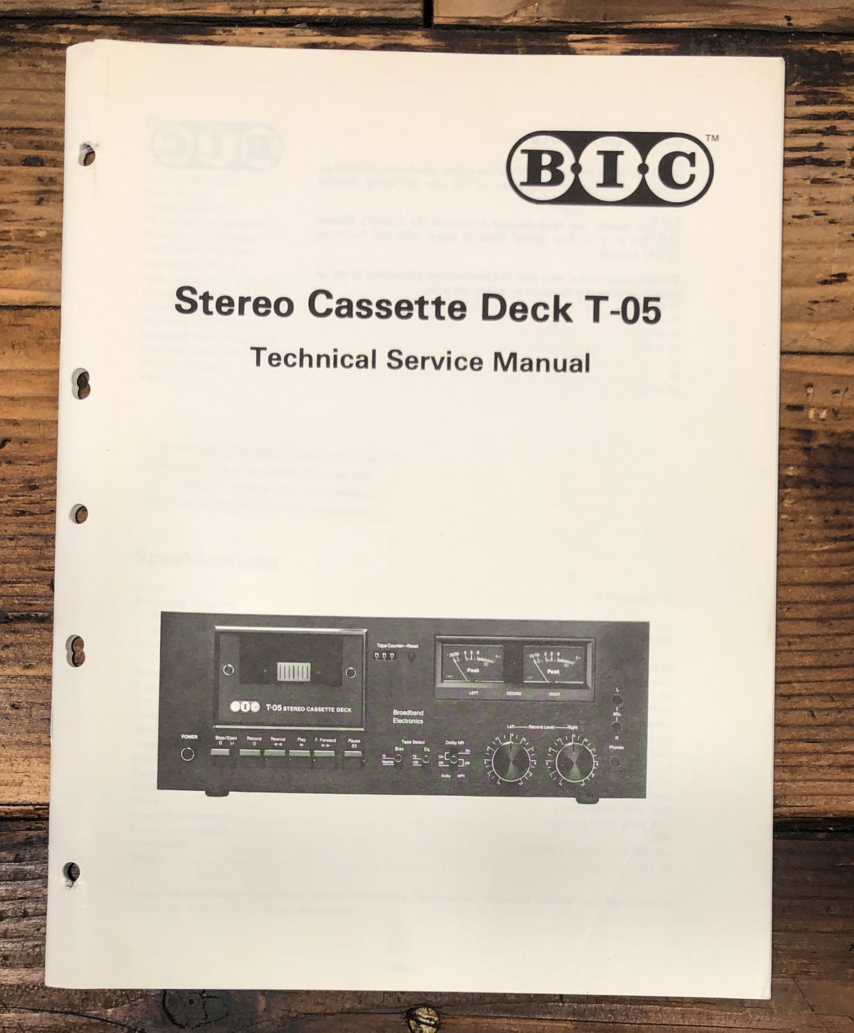 BIC T-05 T-5 Cassette Service Manual *Original*