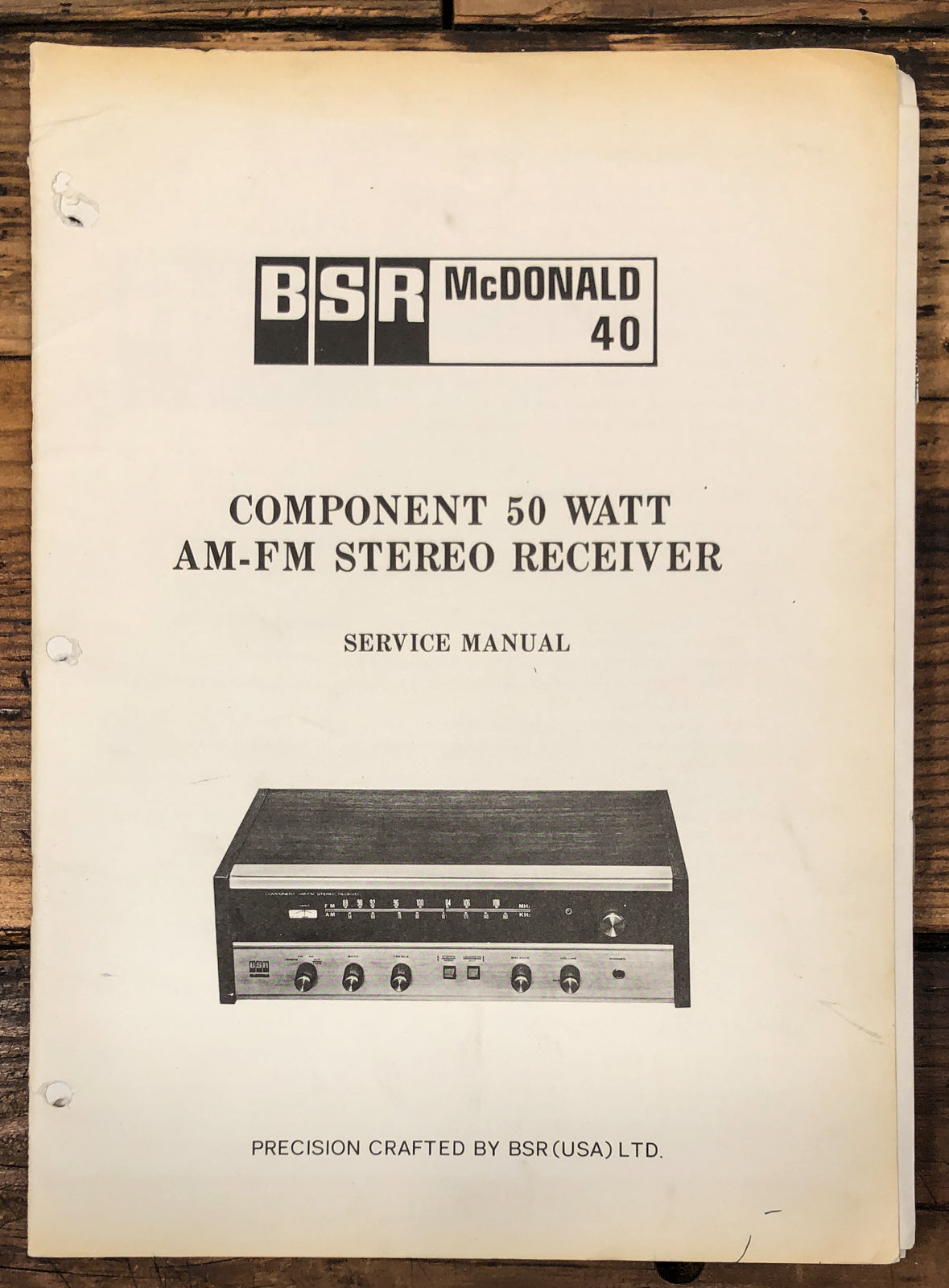 BSR McDonald Model 40 Receiver Service Manual *Original*