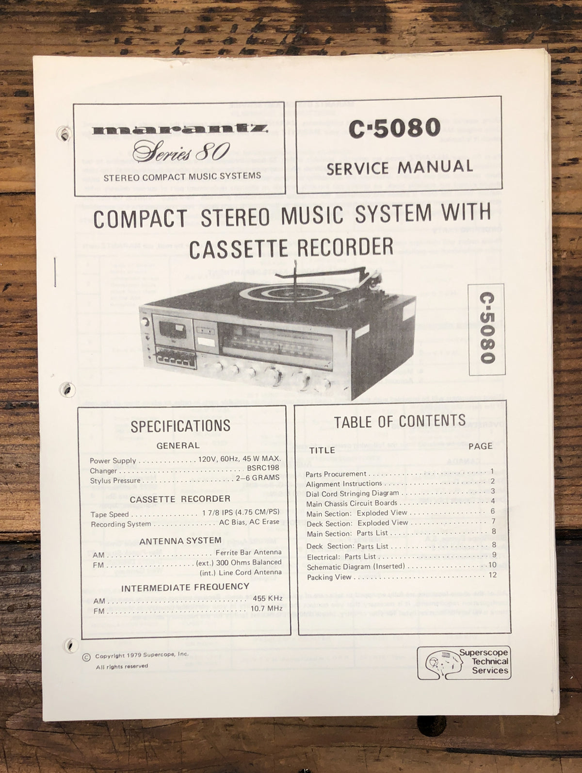 Marantz C-5080 C5080 Stereo Service Manual *Original*