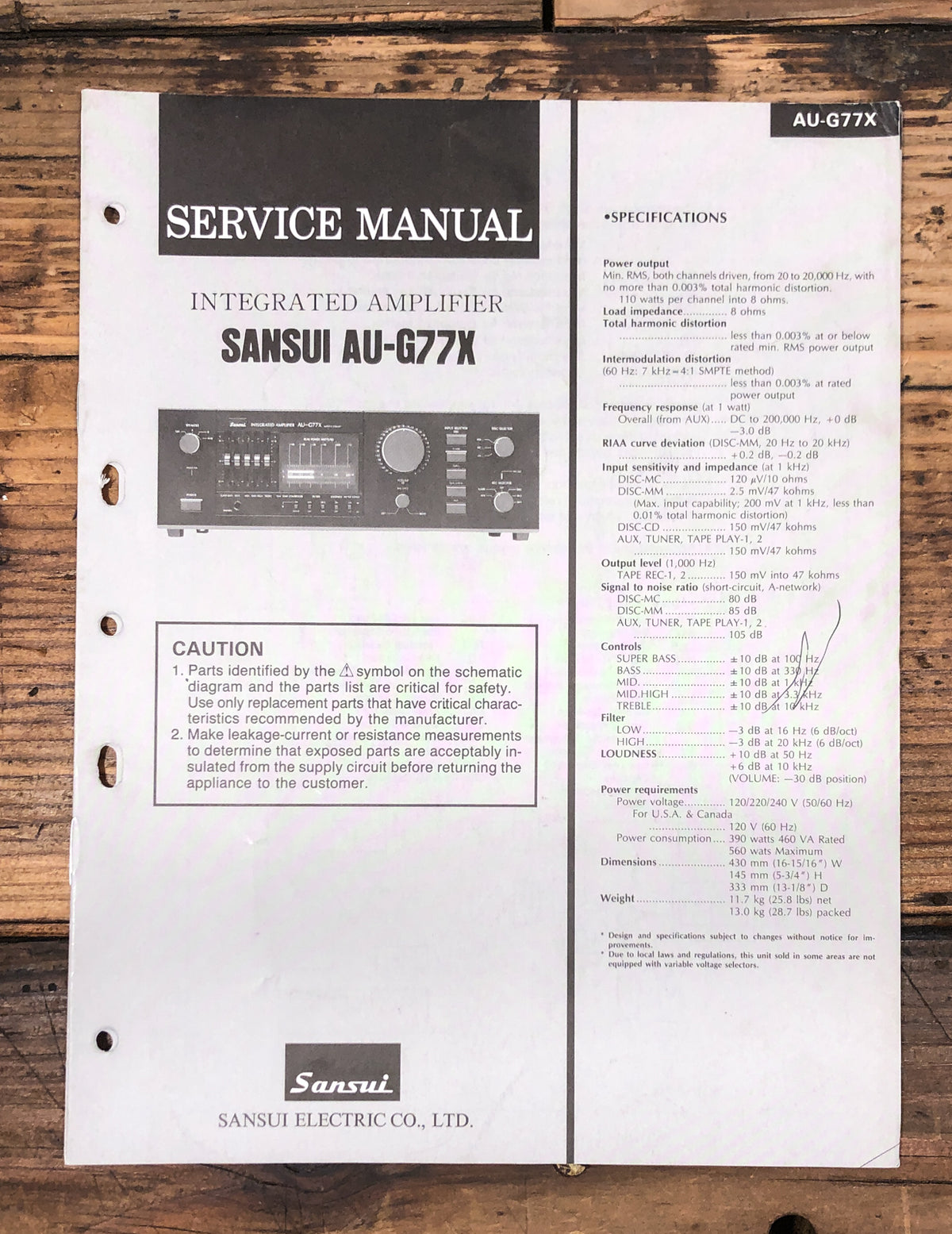 Sansui AU-G77X Amplifier Service Manual *Original*