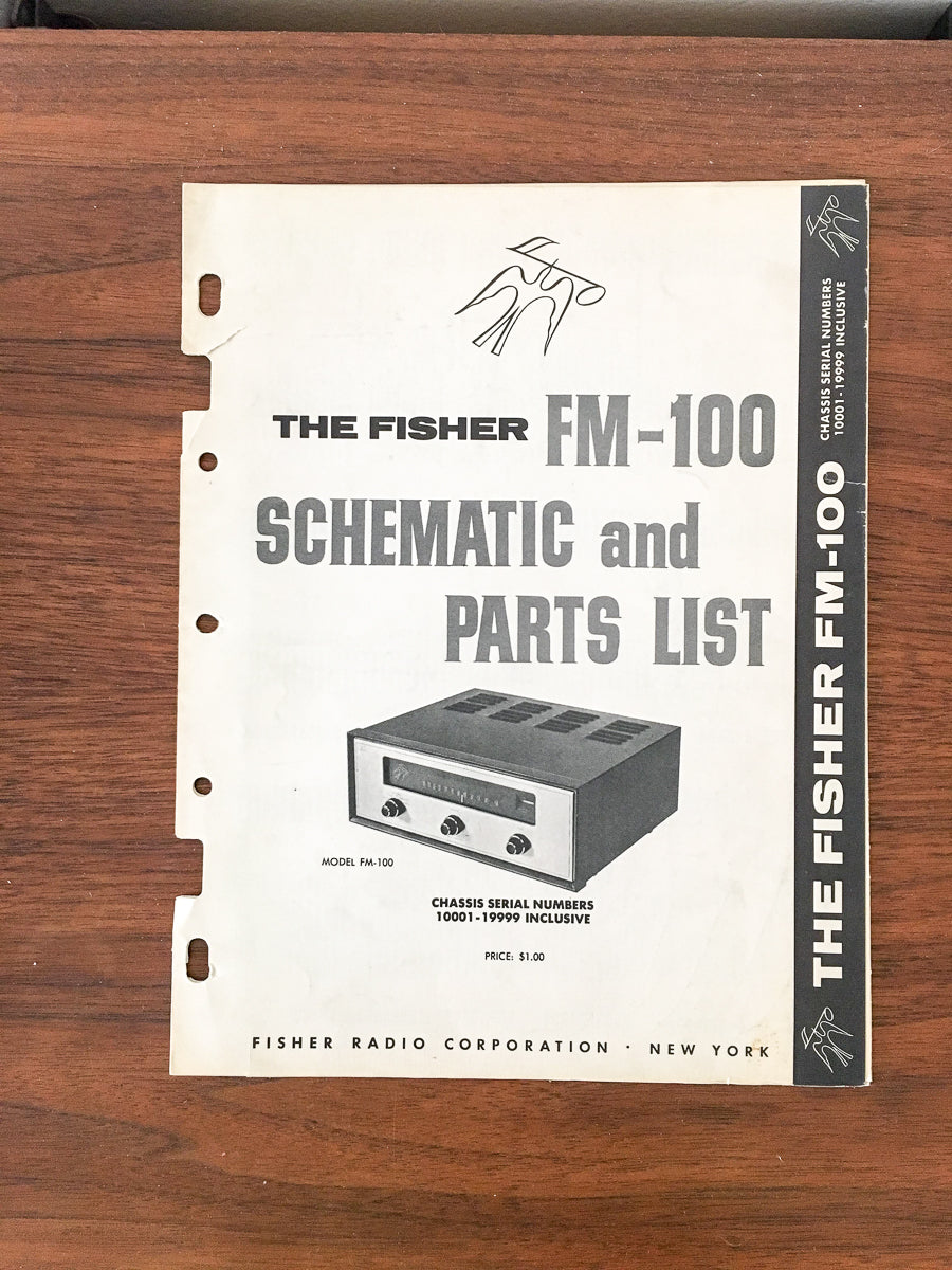 Fisher FM-100 Tuner Service Manual *Original*