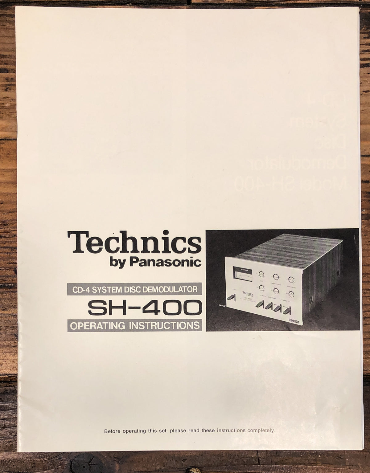 Technics SH-400 Disc Demodulator Owners / User Manual *Original*
