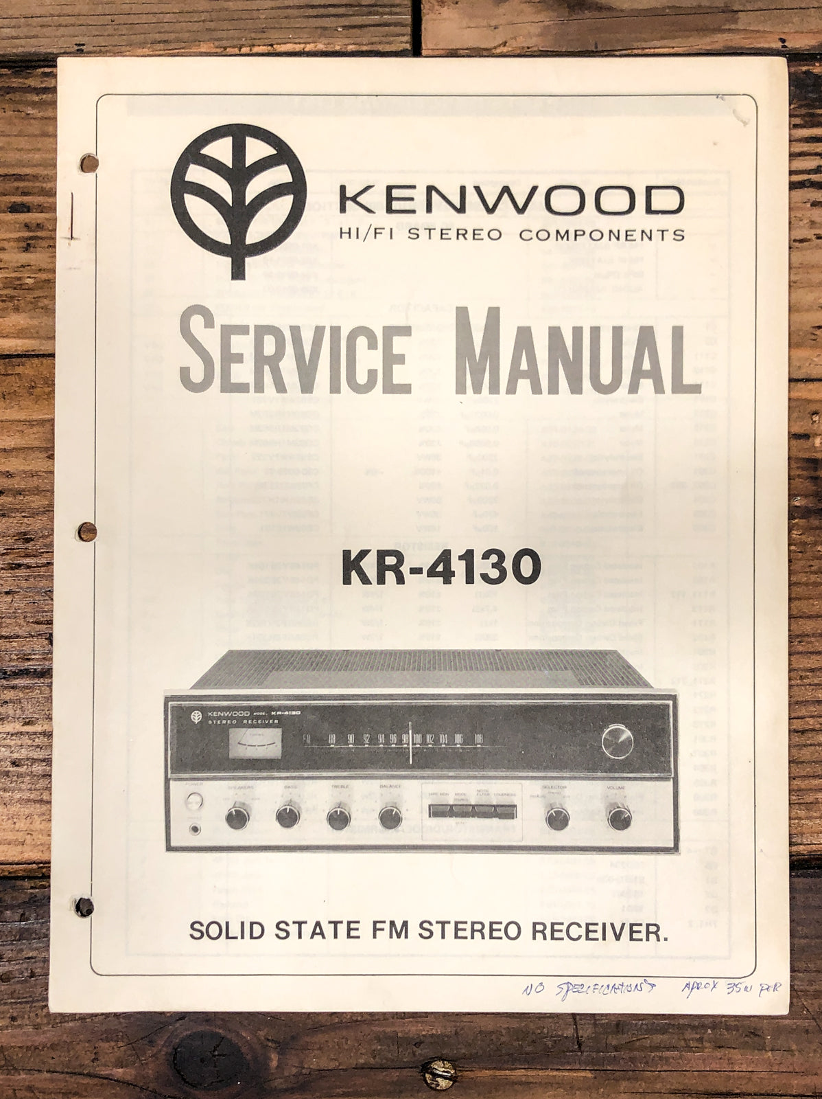 Kenwood KR-4130 Receiver Service Manual *Original*