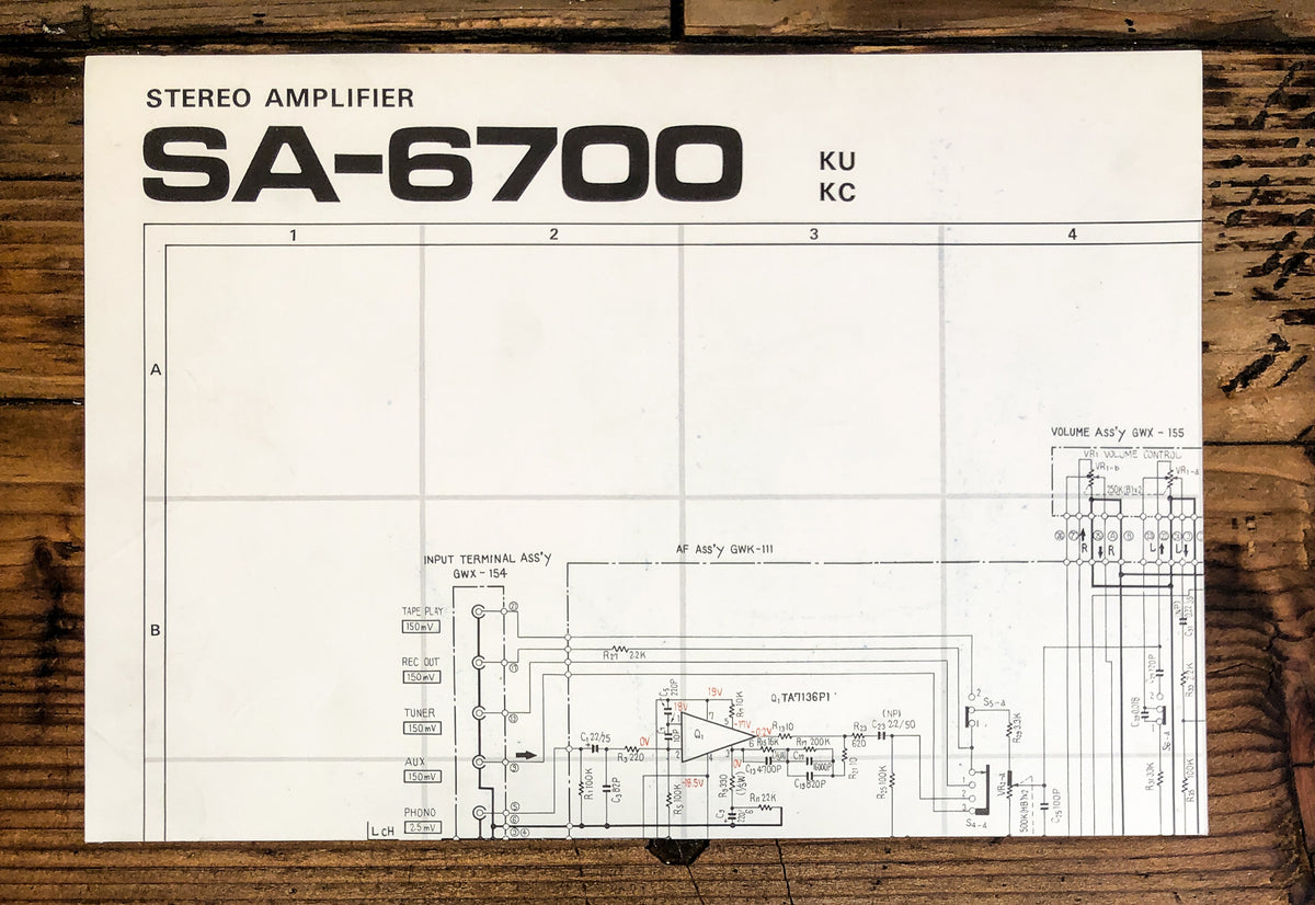 Pioneer SA-6700 Amplifier Fold Out Schematic *Original*