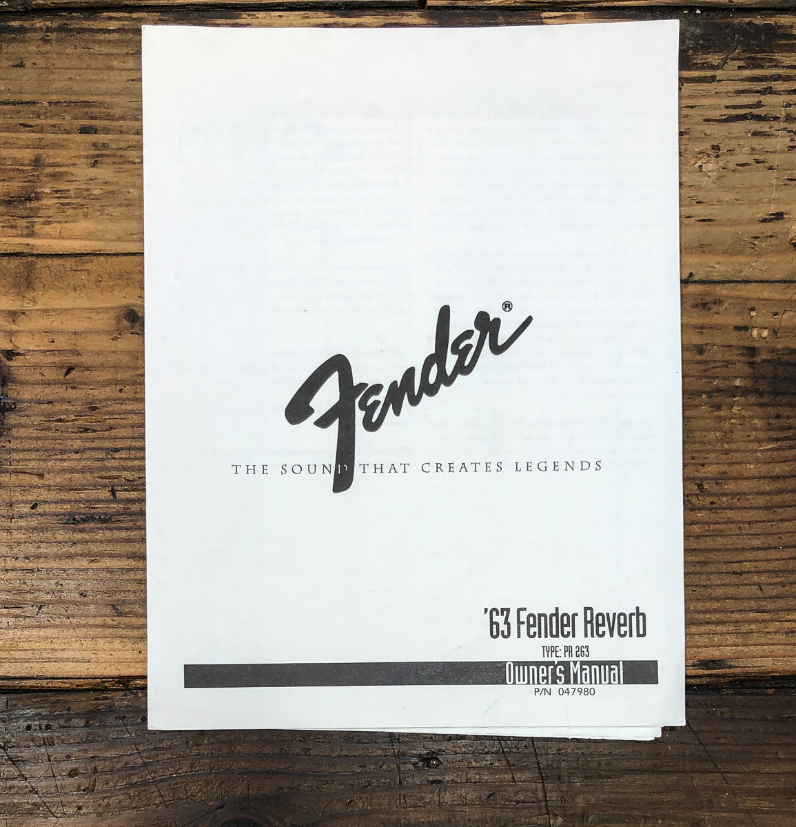 Fender 1963 Fender Reverb PR263 Owners / User Manual *Original*